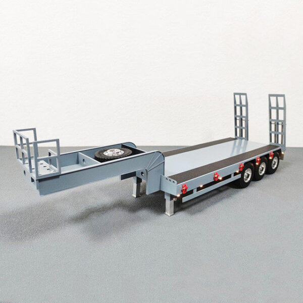 Remolque RC de Plataforma Baja de 3 Ejes – Acero Inoxidable, Edición Especial para Profesionales